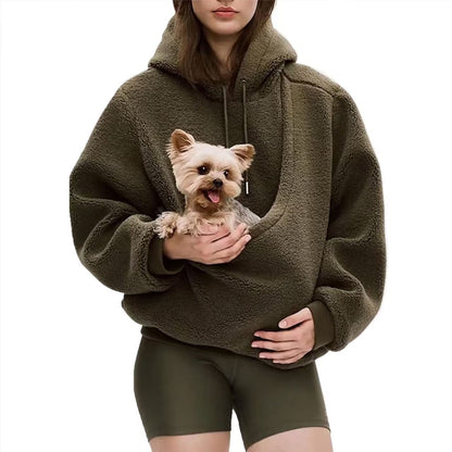 Unisex Solid Color Pet Pocket Hoodie Sweatshirt
