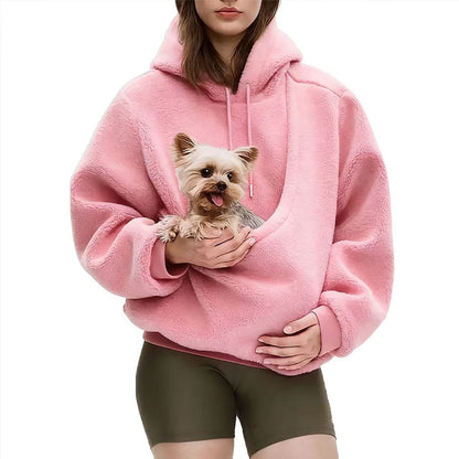Unisex Solid Color Pet Pocket Hoodie Sweatshirt