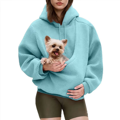 Unisex Solid Color Pet Pocket Hoodie Sweatshirt