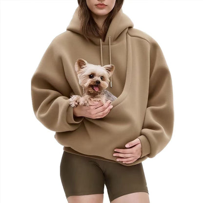Unisex Solid Color Pet Pocket Hoodie Sweatshirt