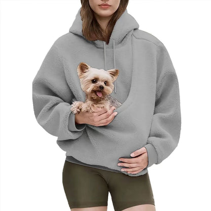 Unisex Solid Color Pet Pocket Hoodie Sweatshirt