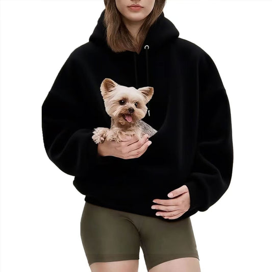 Unisex Solid Color Pet Pocket Hoodie Sweatshirt